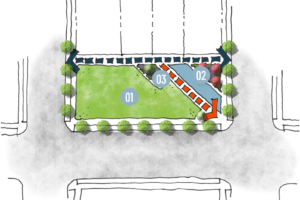 drawing of the front porch layout